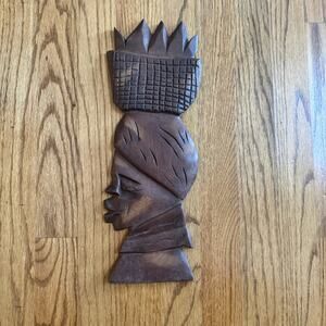Vintage African Woman Wooden Hand Carved Crafted Sculpture Artisan Wall Decor